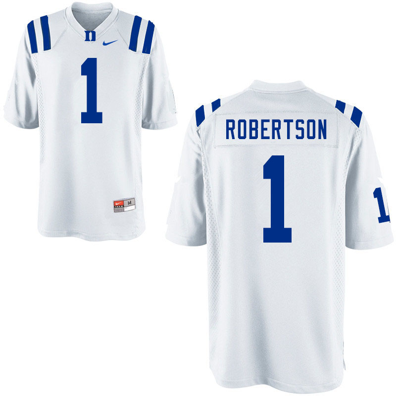 Men #1 Jontavis Robertson Duke Blue Devils College Football Jerseys Sale-White